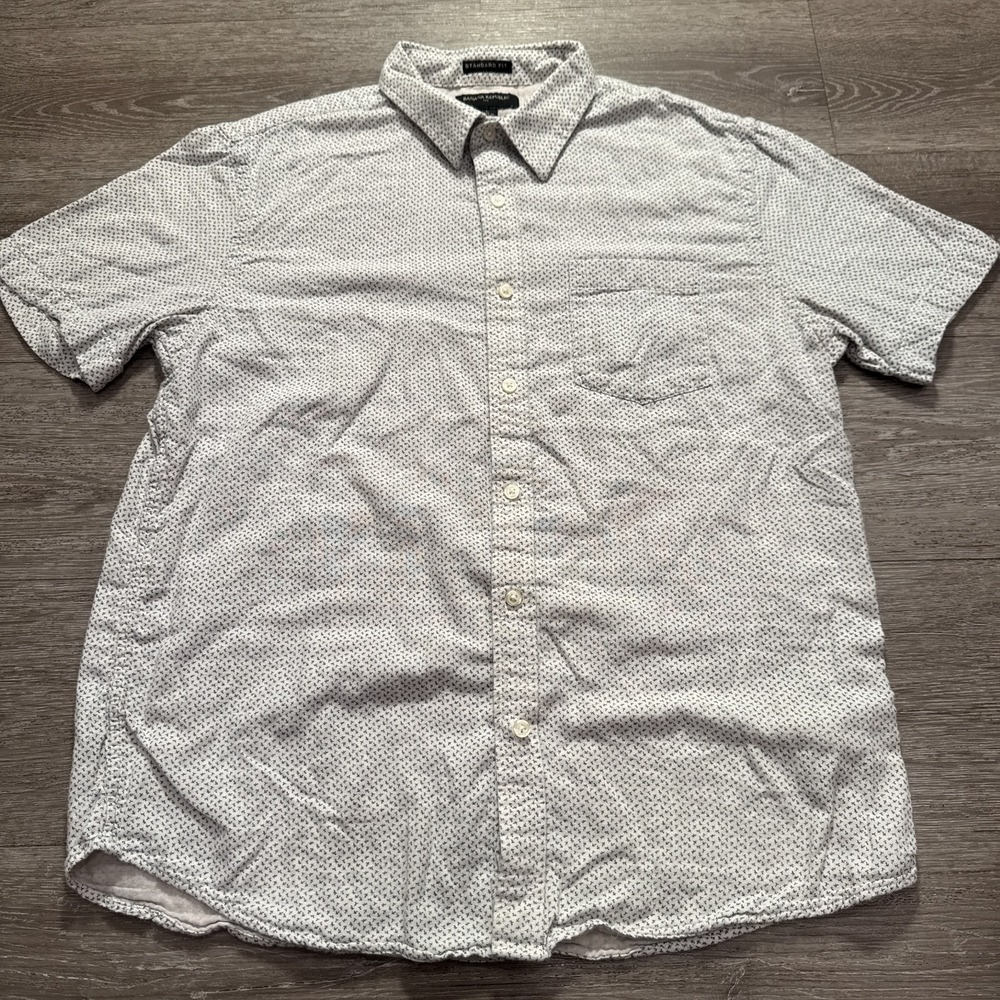 Banana Republic‎ Shirt Men Large White Cotton Short Sleeve Standard Fit Casual
